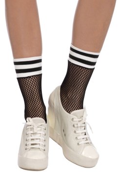 Síťované ponožky s pruhy na lemu – Dámské ponožky a podkolenky