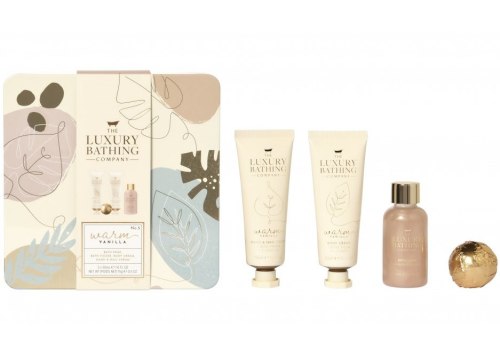 Sada kosmetiky v plechové krabičce The Luxury Bathing Company – vanilka a mandle, 4 ks