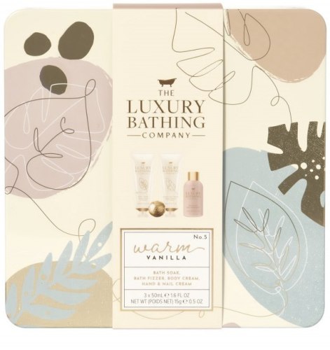 Sada kosmetiky v plechové krabičce The Luxury Bathing Company – vanilka a mandle, 4 ks