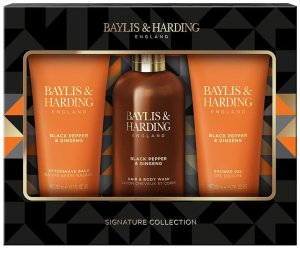 Sada pánské kosmetiky Baylis & Harding – černý pepř a ženšen, 3 ks – Kosmetické sady