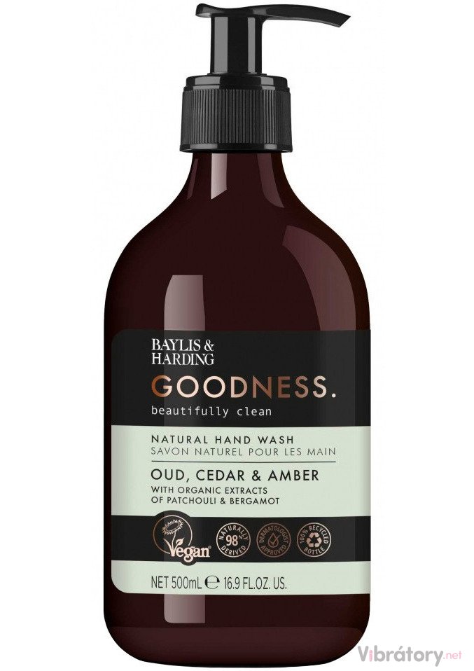 Levně Tekuté mýdlo na ruce Baylis & Harding Goodness Oud, Cedar & Amber – oud, cedr a ambra, 500 ml