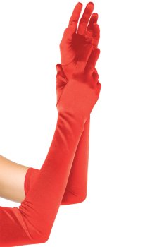Dlouhé saténové rukavice Leg Avenue, červené – Sexy rukavice a návleky na ruce