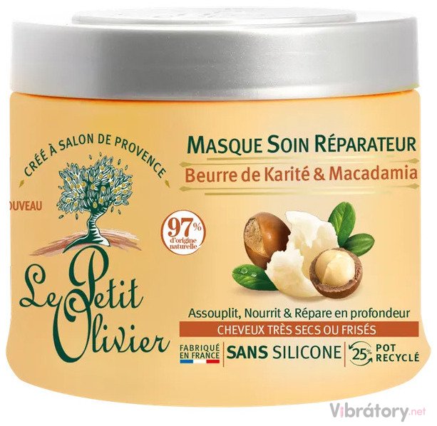 Levně Obnovující maska na vlasy Le Petit Olivier Shea Butter & Macadamia – bambucké máslo a makadamový olej, 330 ml