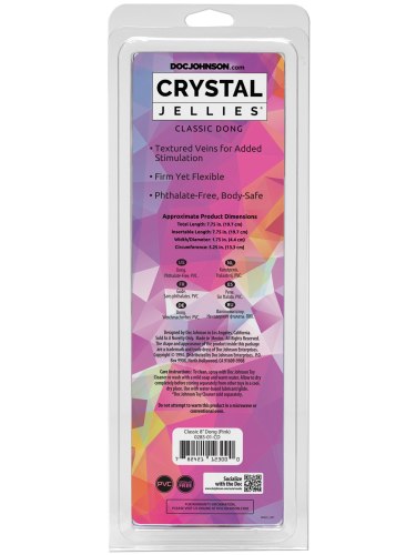Dildo Crystal Jellies Classic Dong 8", růžové