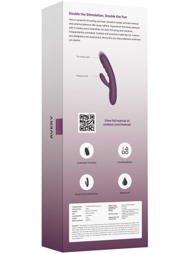 Přirážecí vibrátor s králíčkem Svakom Avery