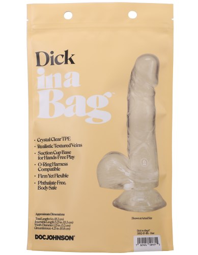 Realistické dildo s varlaty a přísavkou Dick in a Bag 6"