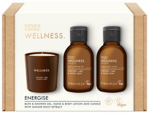 Kosmetická sada Baylis & Harding Wellness Energise – zázvor, limetka a bazalka, 3 ks – Kosmetické sady