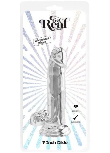 Transparentní realistické dildo s varlaty a přísavkou Get Real 7"