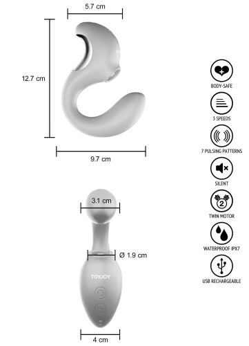Vibrátor s pulzačním stimulátorem klitorisu TWIST