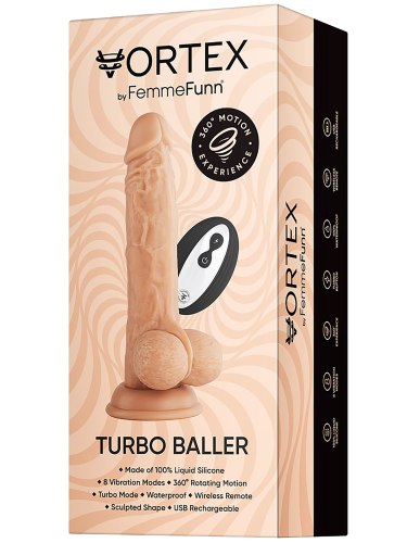 Rotační realistický vibrátor s varlaty a přísavkou Vortex Turbo Baller