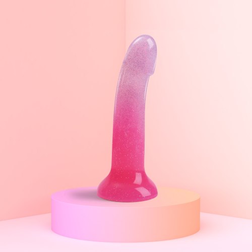 Silikonové dildo s přísavkou a třpytkami Dildolls Sunrise