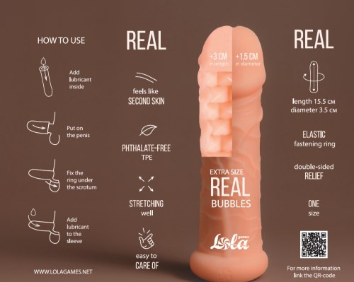 Prodlužovací návlek na penis Extra Size Real Bubbles