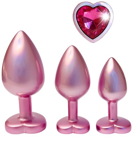 Sada análních kolíků se srdíčkem Pearl Pink Plug Set