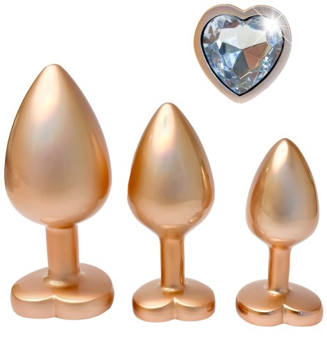 Sada análních kolíků se srdíčkem Pearl Gold Plug Set