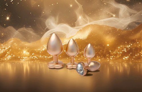 Sada análních kolíků se srdíčkem Pearl Gold Plug Set