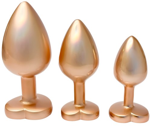 Sada análních kolíků se srdíčkem Pearl Gold Plug Set