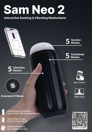 Interaktivní vibrační a sací masturbátor Sam Neo 2