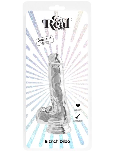 Transparentní realistické dildo s varlaty a přísavkou Get Real 6"