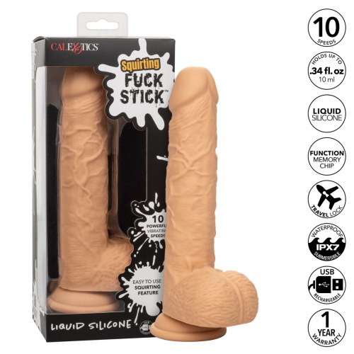 Realistický stříkací vibrátor s přísavkou Squirting Fuck Stick