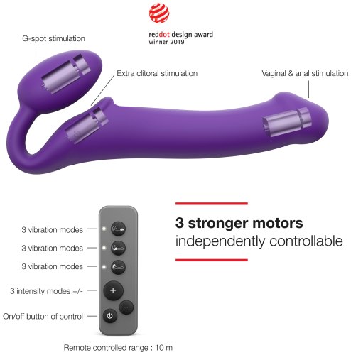 Tvarovatelný samodržící vibrační strapon Strap-On-Me Purple (velikost M)