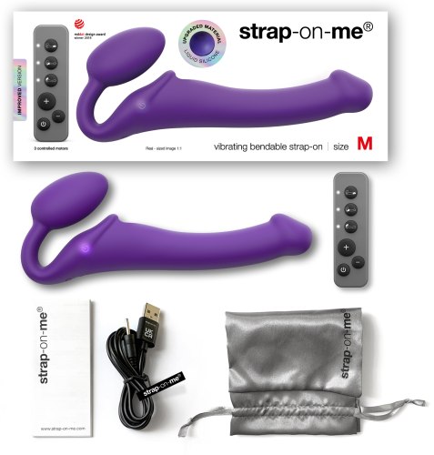 Tvarovatelný samodržící vibrační strapon Strap-On-Me Purple (velikost M)