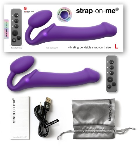 Tvarovatelný samodržící vibrační strapon Strap-On-Me Purple (velikost L)