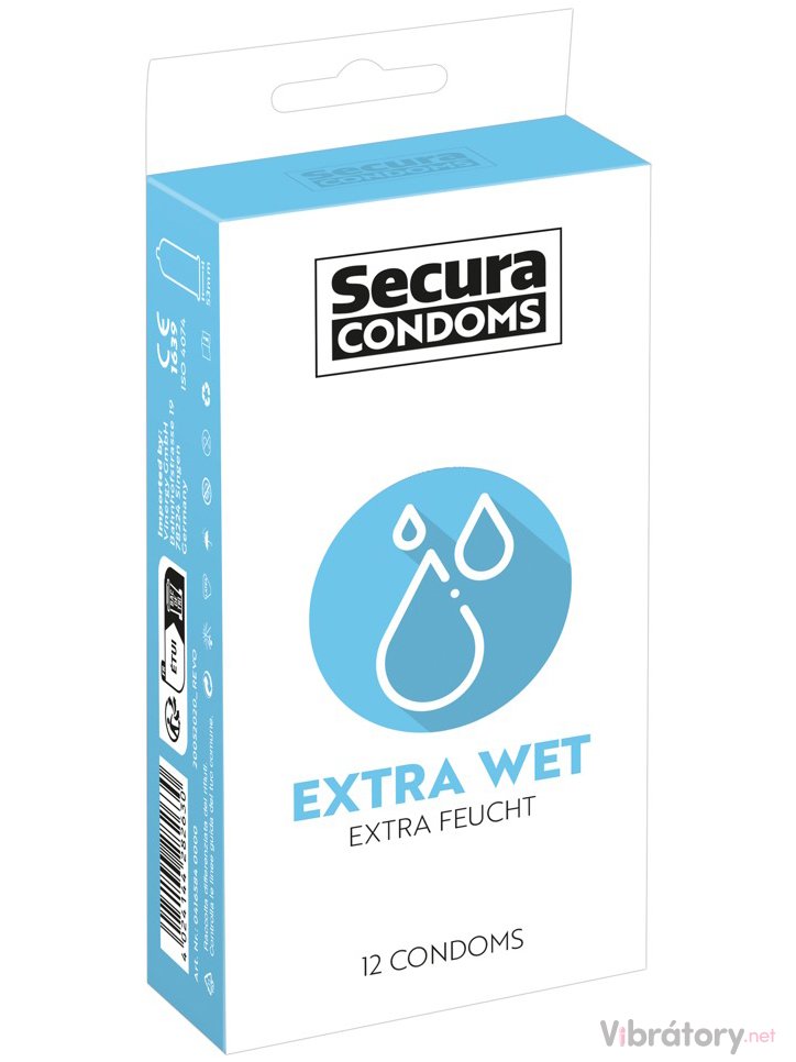 Extra lubrikované kondomy Secura Extra Wet, 12 ks