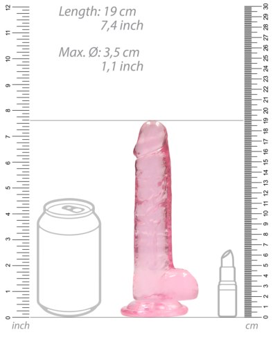 Realistické dildo s varlaty a přísavkou RealRock 7", růžové