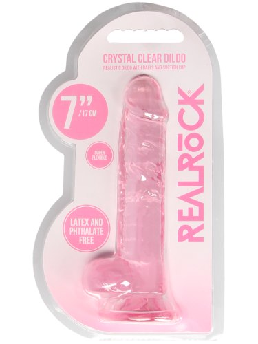 Realistické dildo s varlaty a přísavkou RealRock 7", růžové