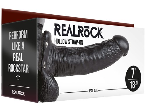 Dutý připínací penis s varlaty RealRock 7"