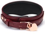Uzamykatelný kožený obojek s vodítkem Wine Red