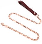 Uzamykatelný kožený obojek s vodítkem Wine Red