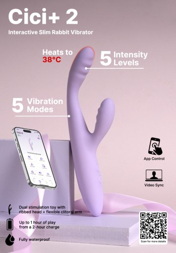 Hřejivý vibrátor s králíčkem Svakom Cici+ 2