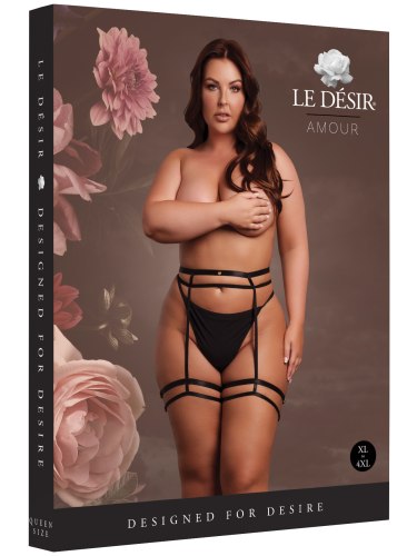 Řemínkový podvazkový pás s ozdobnými podvazky Le Désir Amour, plus size