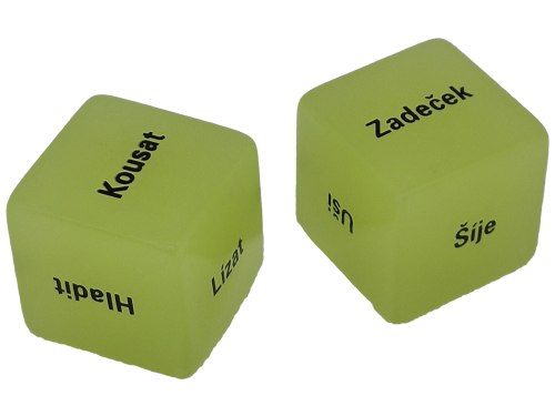 Erotické svítící hrací kostky Láska je hra, 2 ks