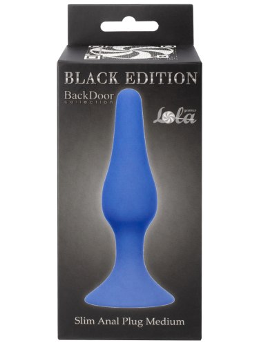 Anální kolík s přísavkou Black Edition Back Door Medium Blue