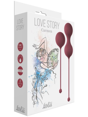 Sada venušiných kuliček Love Story Carmen Wine Red, 2 ks
