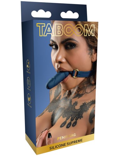 Uzamykatelný silikonový roubík s kuličkou a dildem Taboom