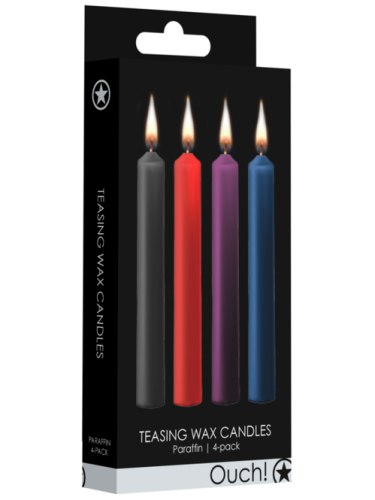 Sada barevných parafínových S/M svíček Ouch!, 4 ks
