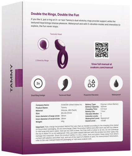 Dvojitý vibrační erekční kroužek Svakom Tammy