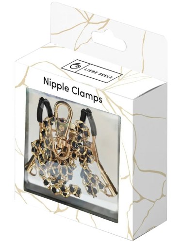 Svorky na bradavky s řetízkem Black Beads