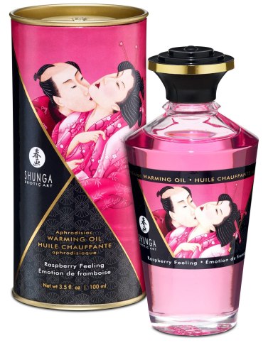 Afrodiziakální hřejivý masážní olej Shunga Raspberry Feeling, 100 ml
