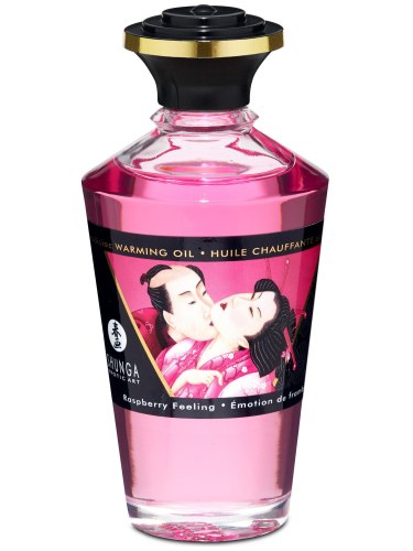 Afrodiziakální hřejivý masážní olej Shunga Raspberry Feeling, 100 ml