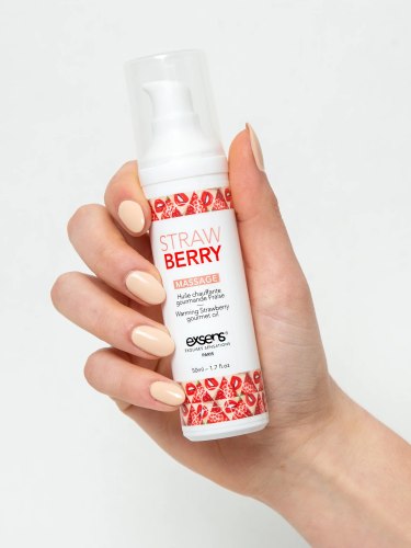 Hřejivý intimní masážní olej Exsens Strawberry, 50 ml