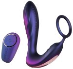 Vibrátor na prostatu s kroužkem na penis Black Hole