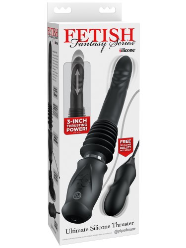 Přirážecí vibrátor s přísavkou + vibrační patrona Ultimate Silicone Thruster