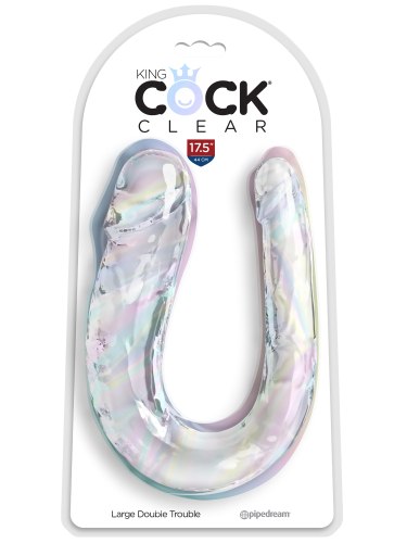 Dvojité realistické dildo King Cock Clear Large Double Trouble