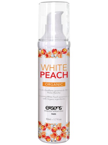 Hřejivý intimní masážní olej Exsens White Peach Organic, 50 ml