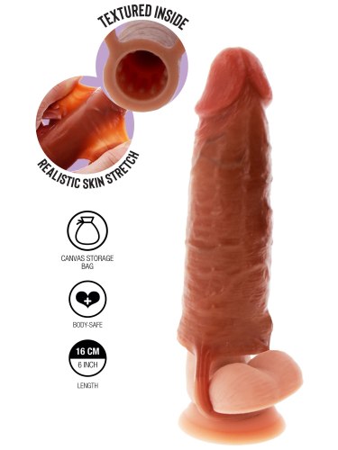 Zvětšovací návlek na penis Hydrated Skin 16 cm