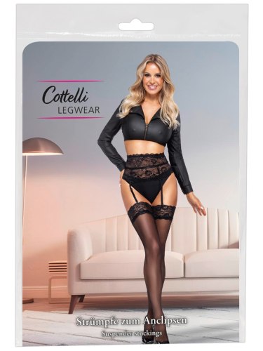 Černé punčochy s krajkovým lemem Cottelli